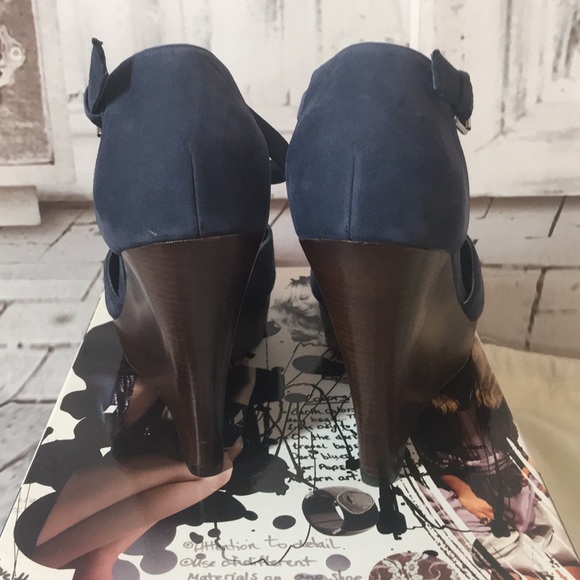 Maria Pova By Cole Haan T strap suede Wedges shoes NWOB - Picture 5 of 8